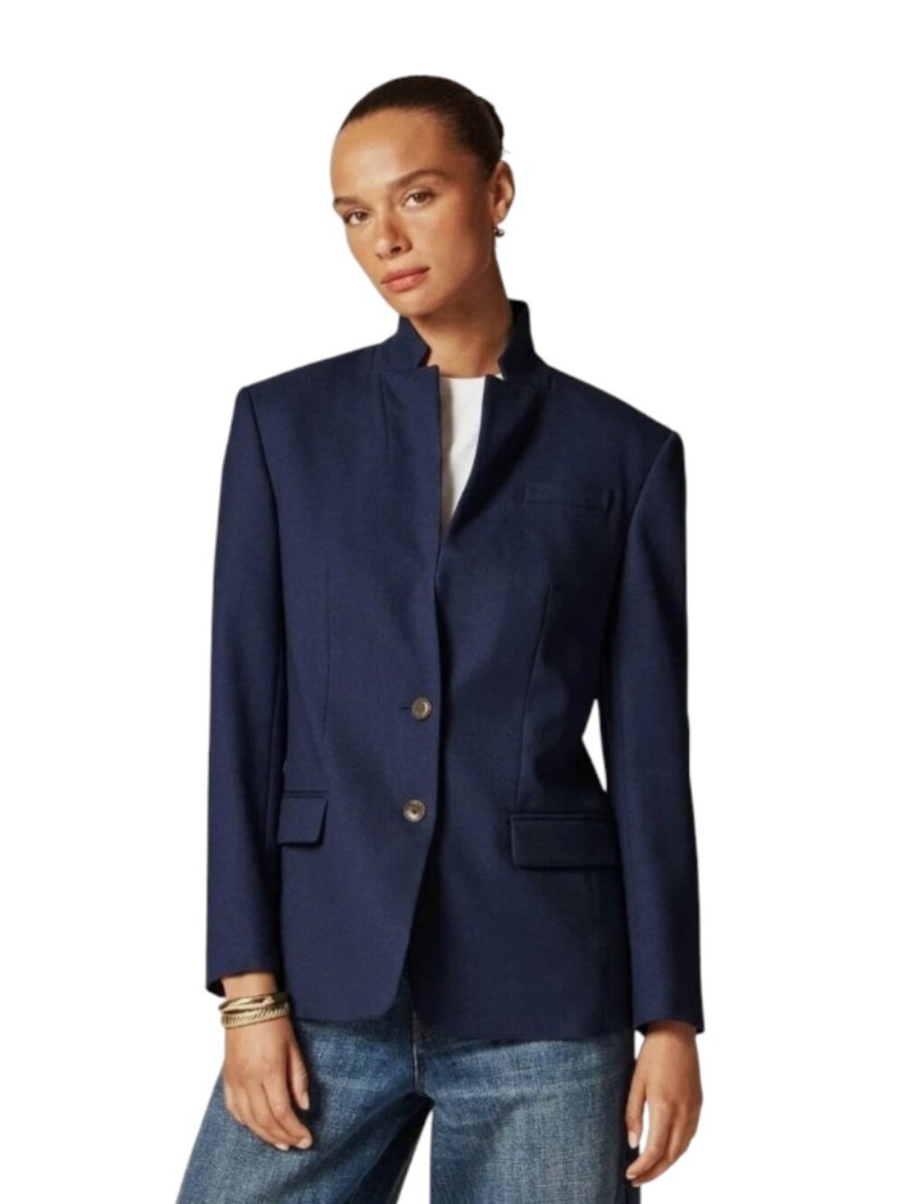 NWT JCrew Standing Collar Blazer Jacket Womens 22 Navy Blue Wool Blend CN789 NEW